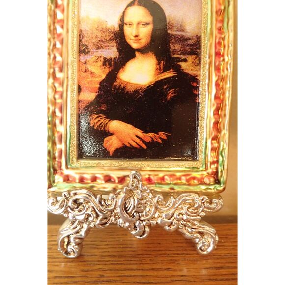 Mona Lisa Frame Glass Blown Large Ornament Gold Ornate Art Da Vinci - Picture 3 of 9